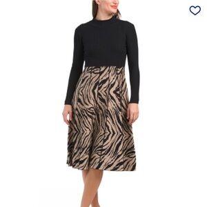 SANDRA DARREN Animal Printed Sweater Midi Dress size XL